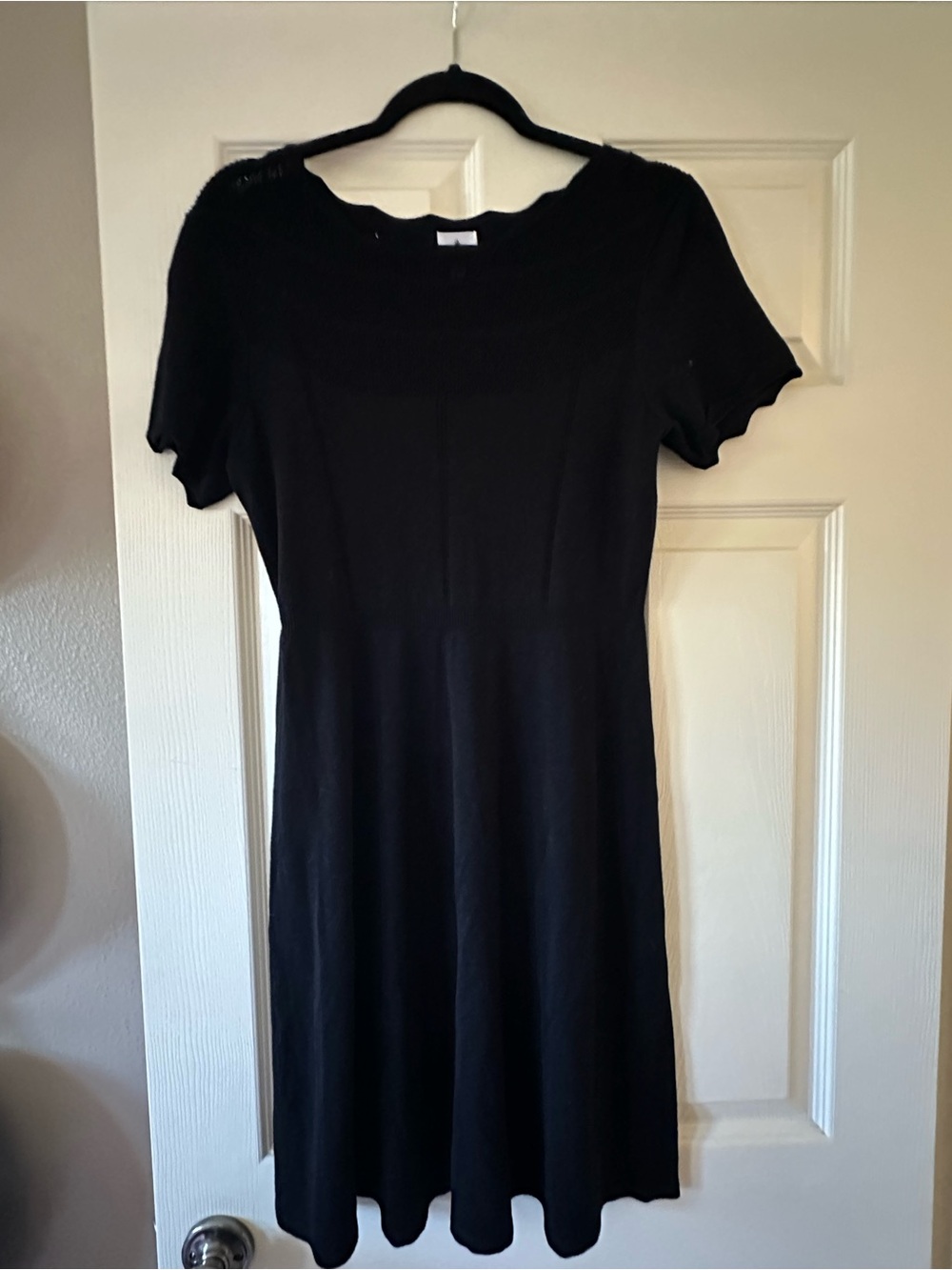 Dress Barn Black Knitted Short-Sleeve A-Line Dress